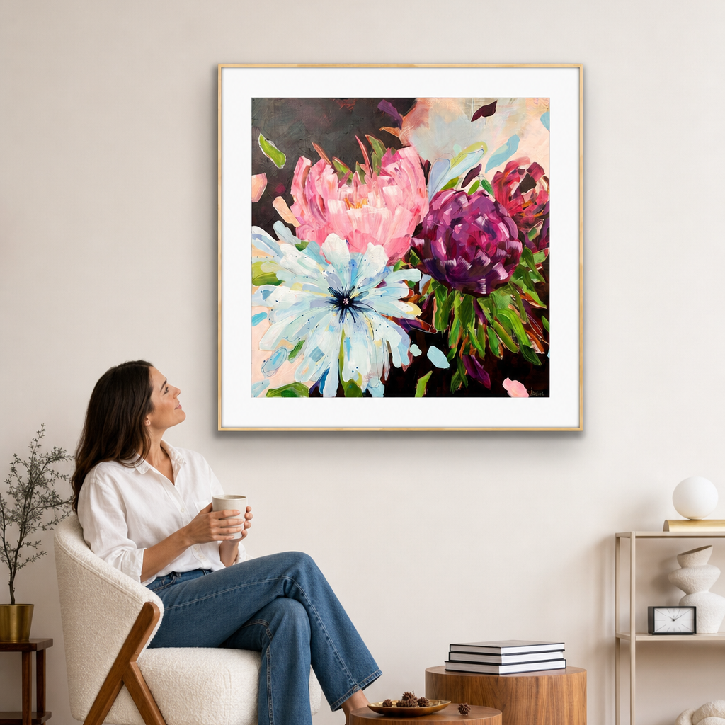 Blowsy Blooms Framed Art Print on Paper