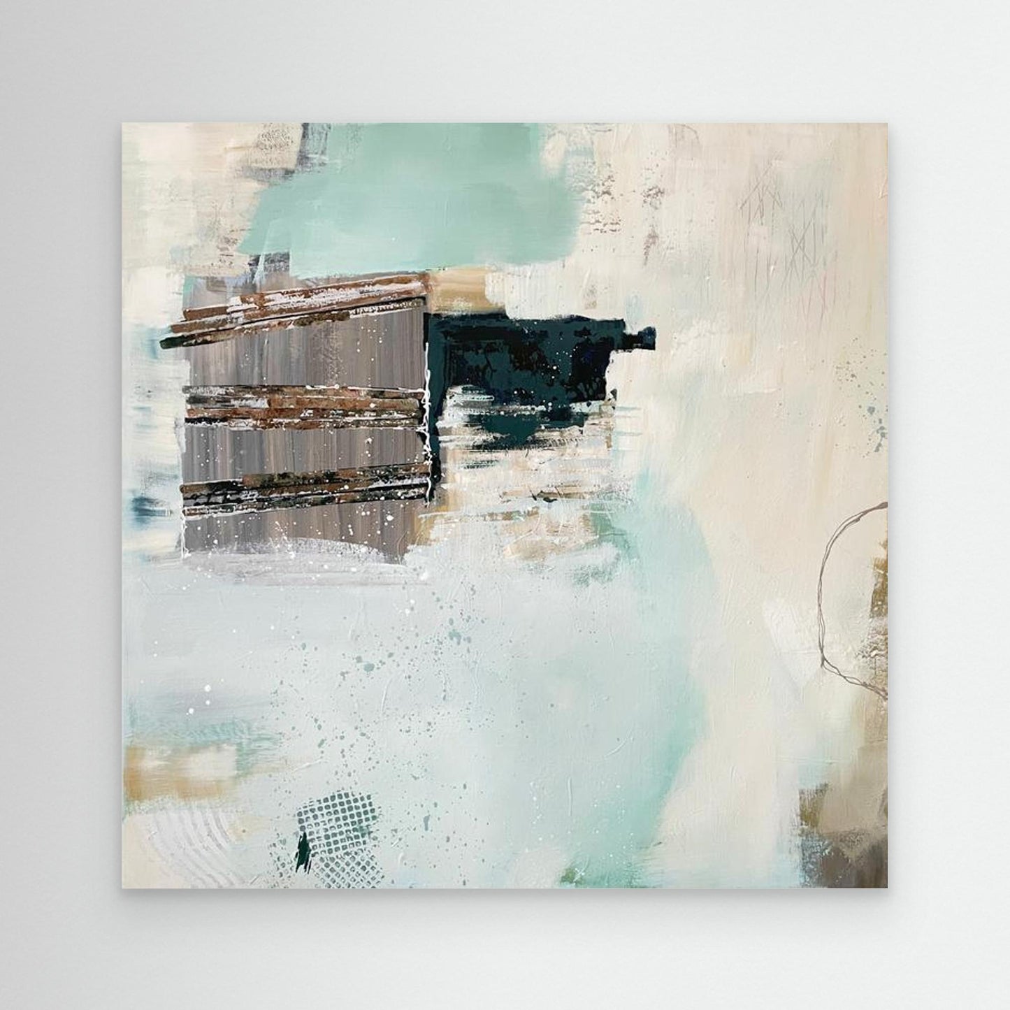 Abstract canvas art print 'Seafoam's Echo' from Alison Gilbert, on a white wall