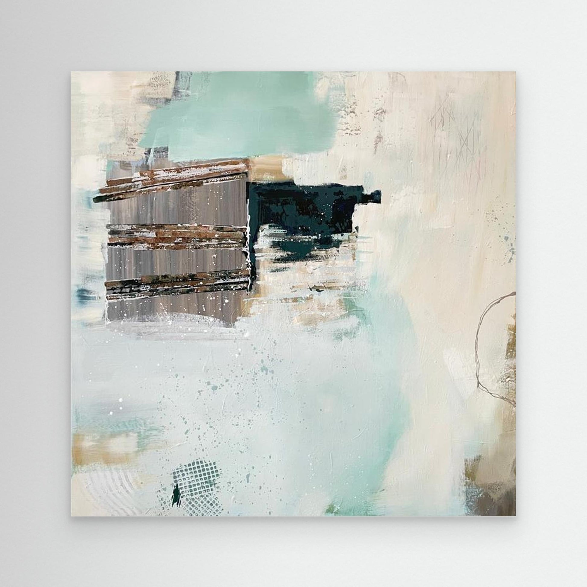 Abstract canvas art print 'Seafoam's Echo' from Alison Gilbert, on a white wall